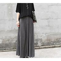 Women\'s A Line Solid Pleated Skirts, Casual/Daily Vintage Mid Rise Midi Elasticity Spandex Micro-elastic Fall Winter