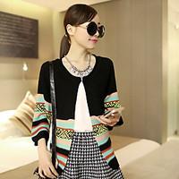 womens casualdaily simple regular cardigan print round neck sleeve cot ...