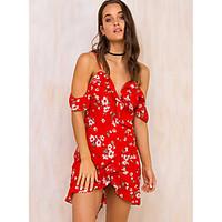 womens beach holiday sexy cute chinoiserie summer blouse floral asymme ...