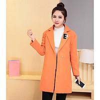 Women\'s Casual/Daily Vintage Fall Winter Coat, Solid Notch Lapel Long Sleeve Long Others Embroidered