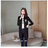 womens casualdaily vintage simple fall winter coat solid round neck lo ...