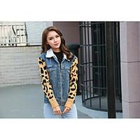 womens casualdaily sexy vintage winter denim jacket leopard shirt coll ...