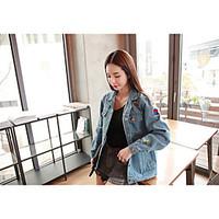 womens casualdaily vintage simple fall winter denim jacket solid shirt ...