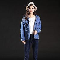 womens going out beach holiday simple spring fall denim jacket solid s ...