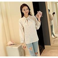 womens casualdaily simple summer shirt striped asymmetrical long sleev ...