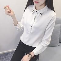 womens going out simple t shirt solid shirt collar long sleeve cotton