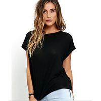 womens casualdaily simple summer t shirt solid round neck short sleeve ...