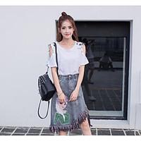 womens mid rise going out midi skirts a line print color block summer