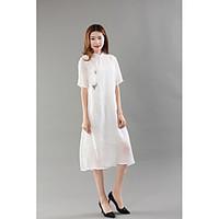 Women\'s Going out Casual/Daily Simple Street chic Sheath Dress, Solid Round Neck Above Knee Long Sleeve Black Rayon Polyester Fall Winter
