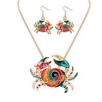 Women European Style Fashion Colorful Cute Crab Necklace Earring Set