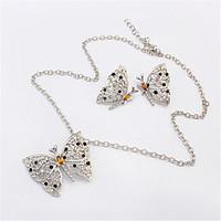 Women European Style Retro Fashion Butterfly Necklace Earrings Set