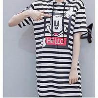 womens casualdaily simple t shirt striped round neck short sleeve cott ...