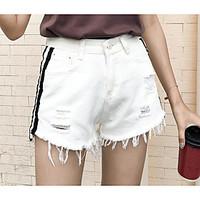 womens mid rise micro elastic shorts pants simple wide leg solid strip ...