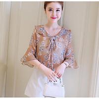 womens casualdaily simple summer blouse floral print v neck short slee ...