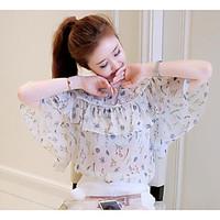 womens casualdaily simple summer blouse floral print v neck short slee ...