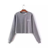 Women\'s Casual/Daily Sweatshirt Solid Round Neck Micro-elastic Cotton Long Sleeve Fall Winter