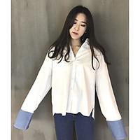 womens casualdaily simple spring summer shirt solid striped shirt coll ...