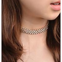 womens shiny crystal choker necklaces gold silver color flower zircon  ...