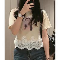 womens casualdaily simple cute spring summer t shirt print round neck  ...