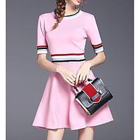 womens casualdaily a line dress striped round neck mini short sleeve c ...