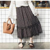 Women\'s Going out Casual/Daily Midi Skirts, Simple Cute Trumpet/Mermaid Ruffle Print Spring Summer