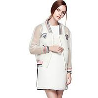Women\'s Going out Casual/Daily Cute Street chic Spring Summer Blazer, Print Peaked Lapel Long Sleeve Short Polyester