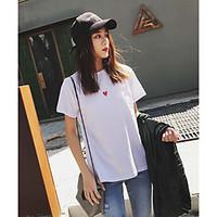 Women\'s Going out Casual/Daily Club Simple Cute Active Summer T-shirt, Print Round Neck Short Sleeve Cotton Opaque Thin