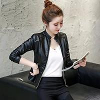 womens casualdaily simple street chic fall jacket solid stand long sle ...