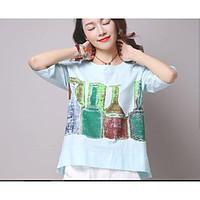 womens casualdaily vintage simple summer t shirt solid round neck shor ...