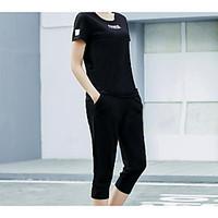 Women\'s Going out Casual/Daily Sports Simple Active Summer T-shirt Pant Suits, Letter Round Neck Short Sleeve