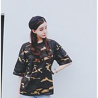 womens going out casualdaily vintage spring summer t shirt camouflage  ...