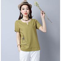 womens casualdaily simple summer t shirt solid v neck short sleeve lin ...