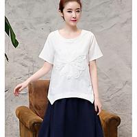 womens casualdaily simple t shirt solid round neck short sleeve cotton ...