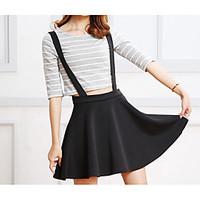 Women\'s Mid Rise Casual/Daily Mini Skirts Swing Solid Summer