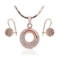 Women\'s 8K Rose Gold Diamond Ring (NecklaceEarrings) Jewelry SetsImitation Diamond Birthstone