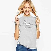 Women\'s Floral Gray T-shirt , Round Neck Short Sleeve