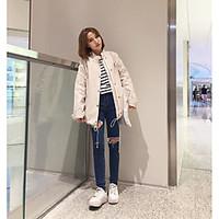 womens casualdaily simple spring jacket solid stand long sleeve regula ...