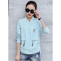 womens casualdaily simple spring fall jacket solid stand long sleeve r ...