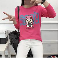 womens casualdaily simple t shirt print round neck long sleeve cotton