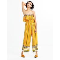 womens ruffle loose wide leg jumpsuits beach holiday vintage boho pais ...