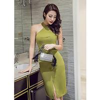 womens casualdaily sheath dress solid strap above knee sleeveless poly ...