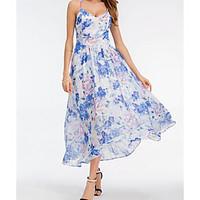 womens going out beach simple boho sheath dress floral strap maxi slee ...