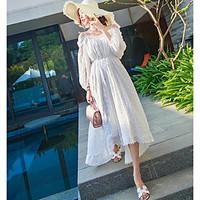 womens casualdaily simple loose dress solid off shoulder midi length s ...