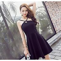 womens casualdaily skater dress solid asymmetrical above knee sleevele ...