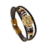 Women\'s Men\'s Leather Bracelet Friendship Vintage Leather Round Jewelry For Anniversary Gift Valentine 1pc