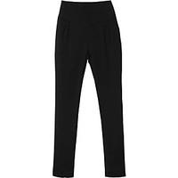 womens high rise micro elastic chinos pants simple skinny solid