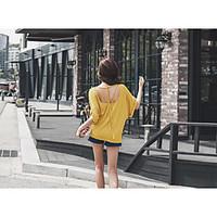 womens casualdaily simple spring summer t shirt solid round neck short ...