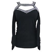 Women\'s Cut Out Studded Cold Shoulder Cutout Top