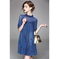 womens daily going out vintage cute a line dress floral stand above kn ...