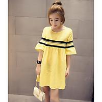 womens going out casualdaily loose dress solid round neck mini half sl ...